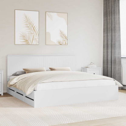 Bed Frame with Drawer White 200 x 200 cm Engineer Wood