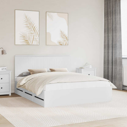 Bed Frame with Drawer White 160 x 200 cm Engineer Wood