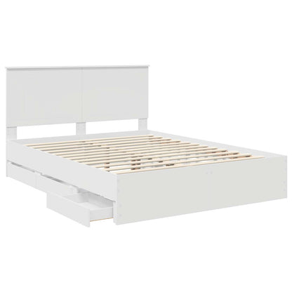 Bed Frame with Drawer White 150 x 200 cm Engineer Wood