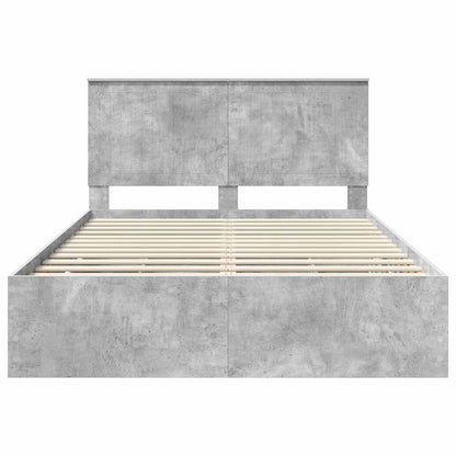 Bed Frame with Drawer Concrete Grey 140 x 190 cm Engineer Wood
