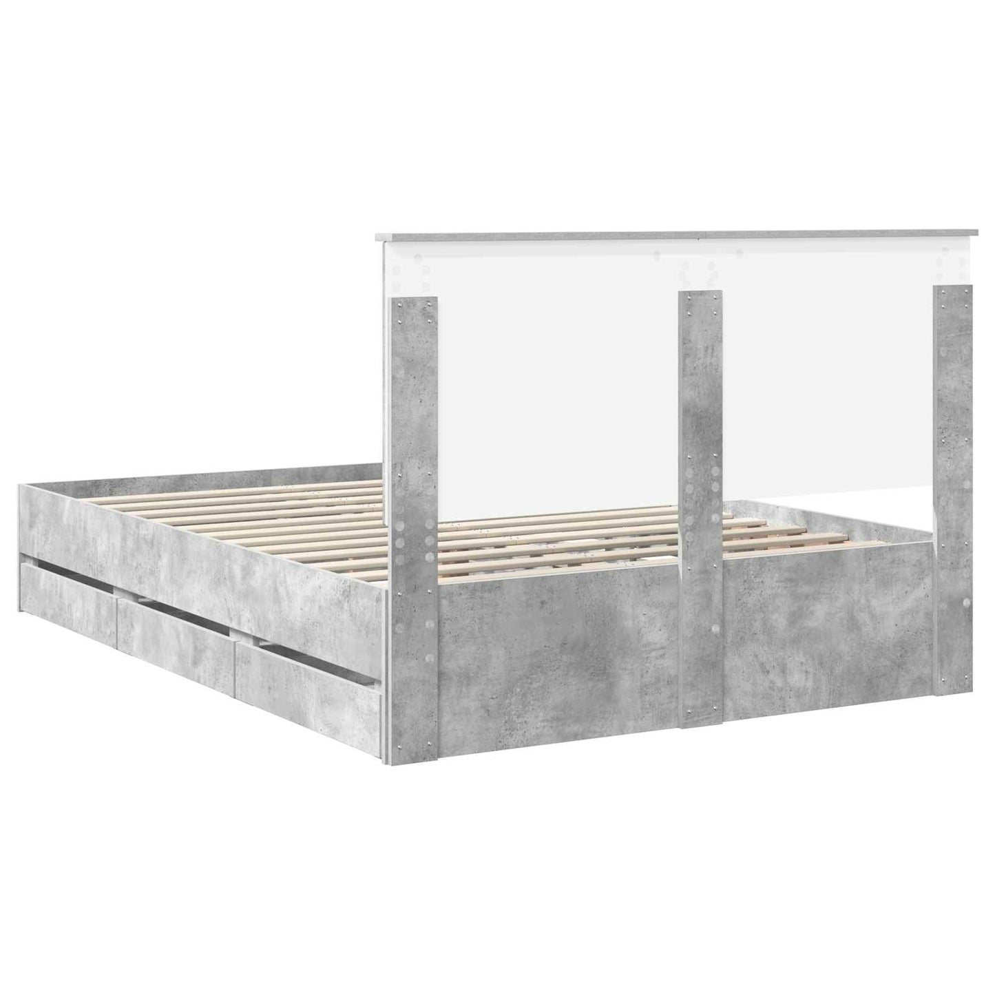 Bed Frame with Drawer Concrete Grey 135 x 190 cm Engineer Wood