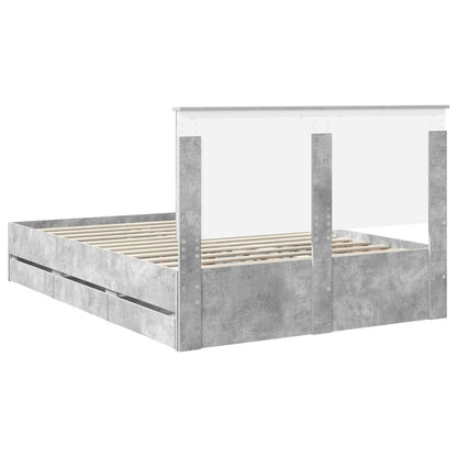 Bed Frame with Drawer Concrete Grey 135 x 190 cm Engineer Wood