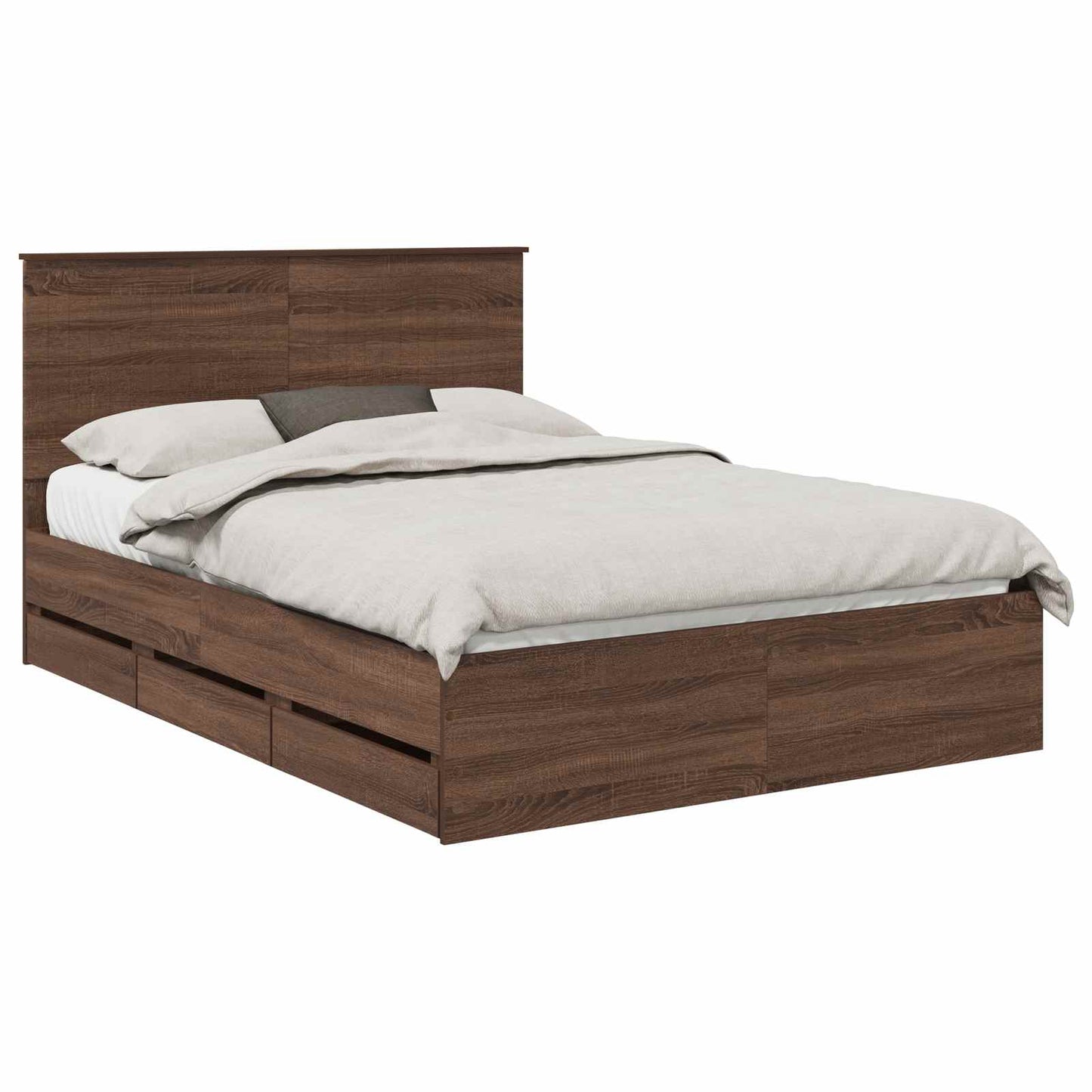 Bed Frame with Drawer Brown Oak 135 x 190 cm Engineer Wood