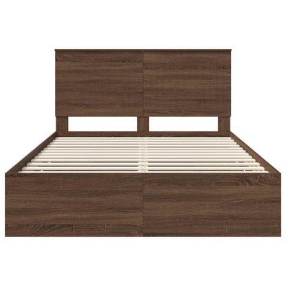 Bed Frame with Drawer Brown Oak 135 x 190 cm Engineer Wood