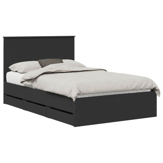 Bed Frame with Drawer Black 120 x 190 cm Engineer Wood