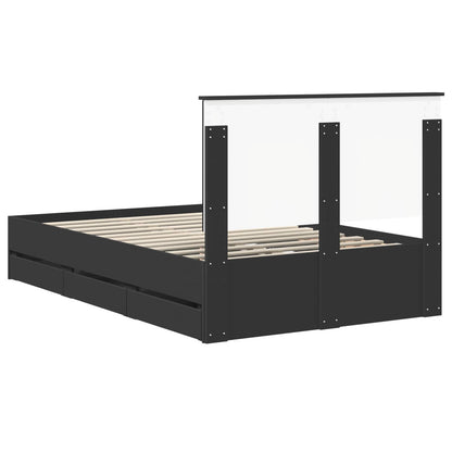 Bed Frame with Drawer Black 120 x 190 cm Engineer Wood