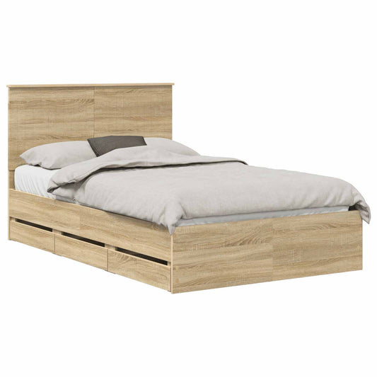 Bed Frame with Drawer Sonoma Oak 120 x 190 cm Engineer Wood