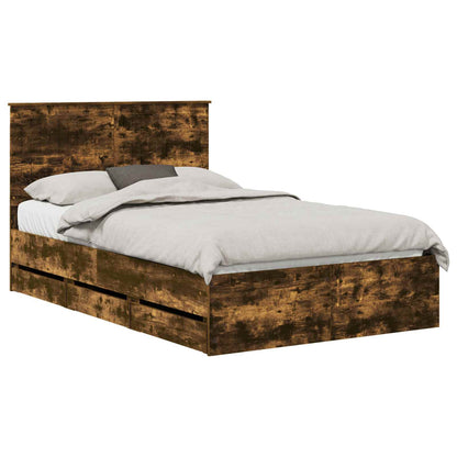 Bed Frame with Drawer Smoked Oak 120 x 190 cm Engineer Wood