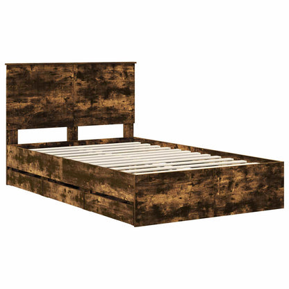 Bed Frame with Drawer Smoked Oak 120 x 190 cm Engineer Wood