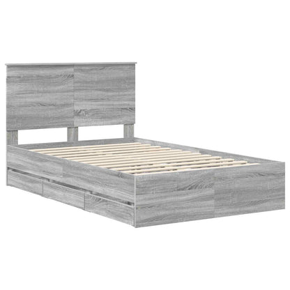 Bed Frame with Drawer Grey Sonoma 120 x 190 cm Engineer Wood