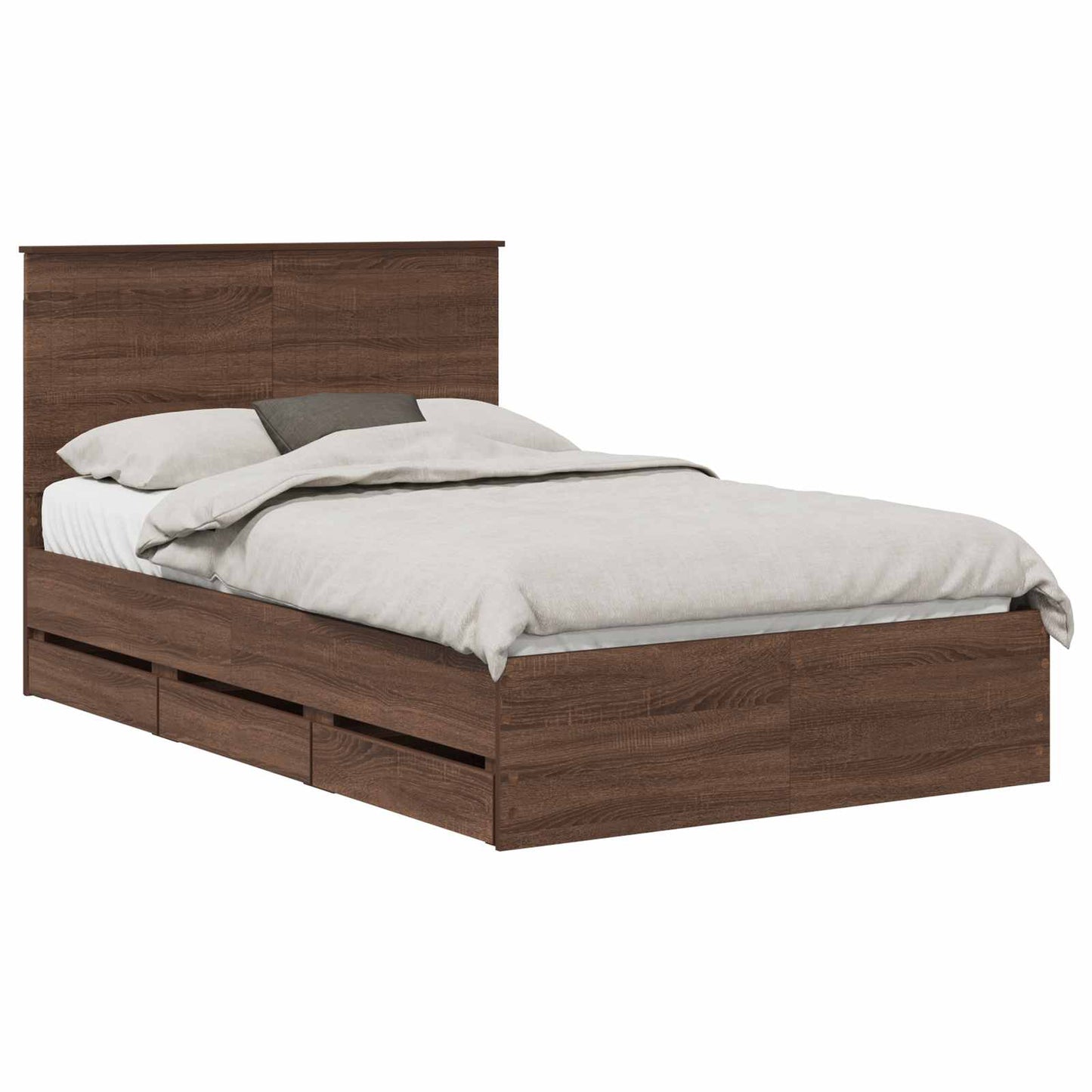 Bed Frame with Drawer Brown Oak 120 x 190 cm Engineer Wood