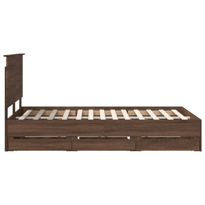Bed Frame with Drawer Brown Oak 120 x 190 cm Engineer Wood