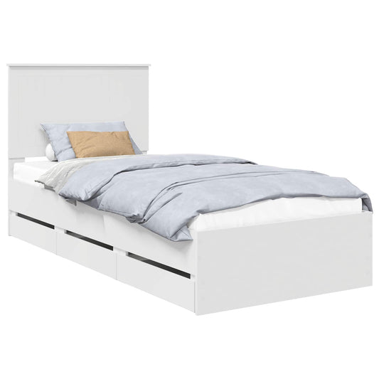 Bed Frame with Drawer White 90 x 200 cm Engineer Wood