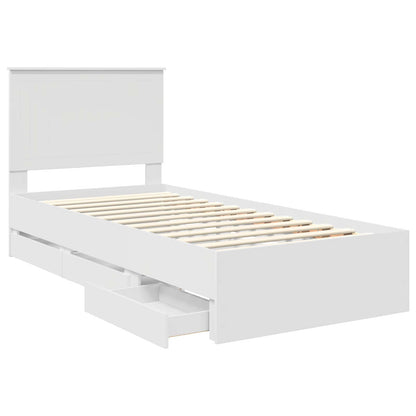 Bed Frame with Drawer White 90 x 200 cm Engineer Wood