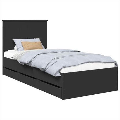 Bed Frame with Drawer Black 90 x 200 cm Engineer Wood