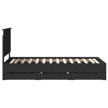 Bed Frame with Drawer Black 90 x 200 cm Engineer Wood