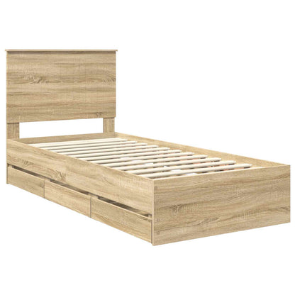 Bed Frame with Drawer Sonoma Oak 90 x 200 cm Engineer Wood