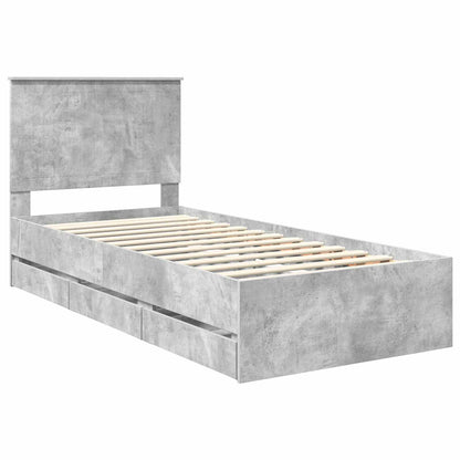 Bed Frame with Drawer Concrete Grey 90 x 190 cm Engineer Wood