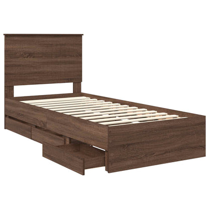 Bed Frame with Drawer Brown Oak 90 x 190 cm Engineer Wood