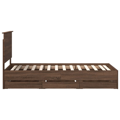 Bed Frame with Drawer Brown Oak 90 x 190 cm Engineer Wood