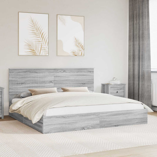 Storage Bed Grey Sonoma 200 x 200 cm Engineered Wood