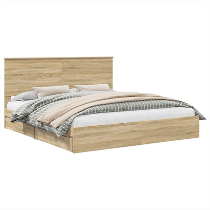 Storage Bed with Drawer Sonoma Oak 180 x 200 cm Engineered Wood