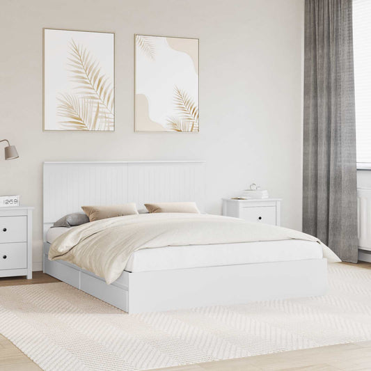 Storage Bed with Drawer White 160 x 200 cm Engineered Wood