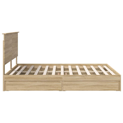 Storage Bed with Drawer Sonoma Oak 160 x 200 cm Engineered Wood