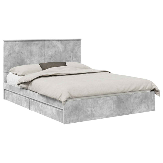 Storage Bed Concrete Grey 150 x 200 cm Engineered Wood