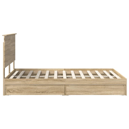 Storage Bed with Drawer Sonoma Oak 135 x 190 cm Engineered Wood