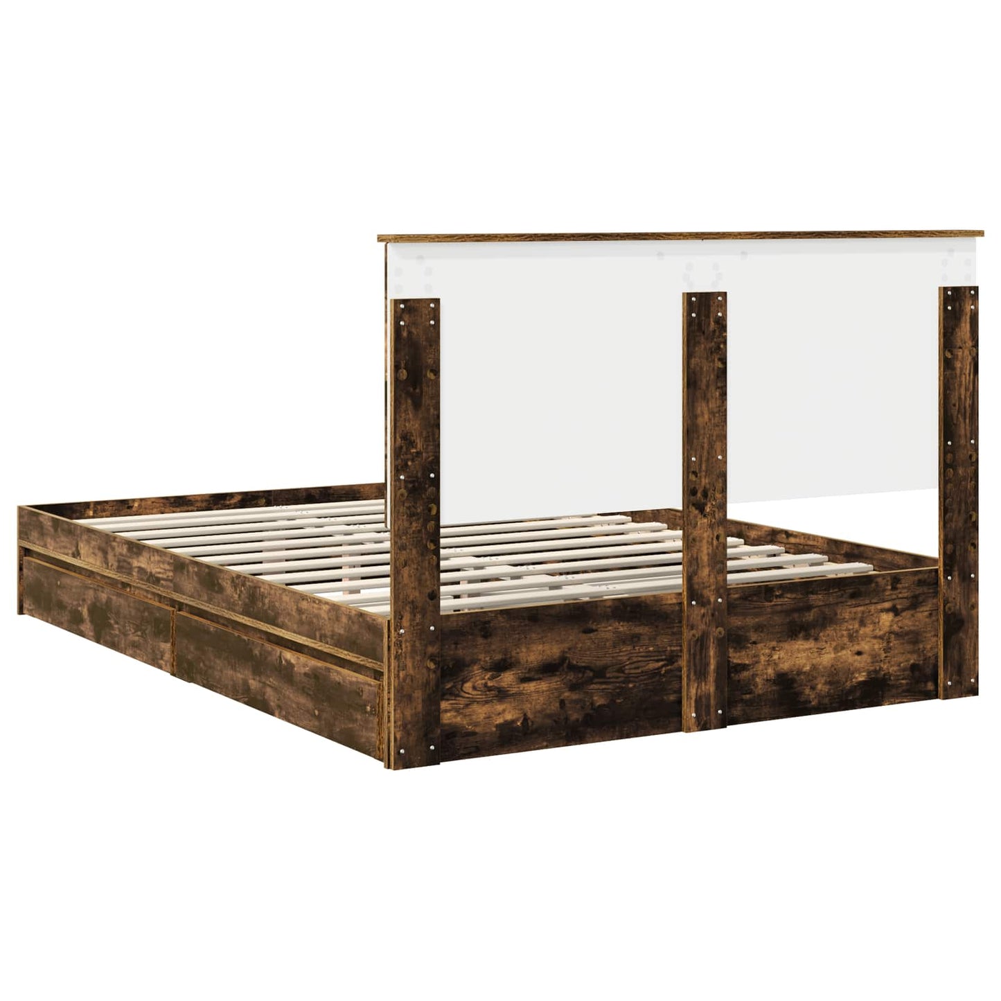Storage Bed with Drawer Smoked Oak 135 x 190 cm Engineered Wood