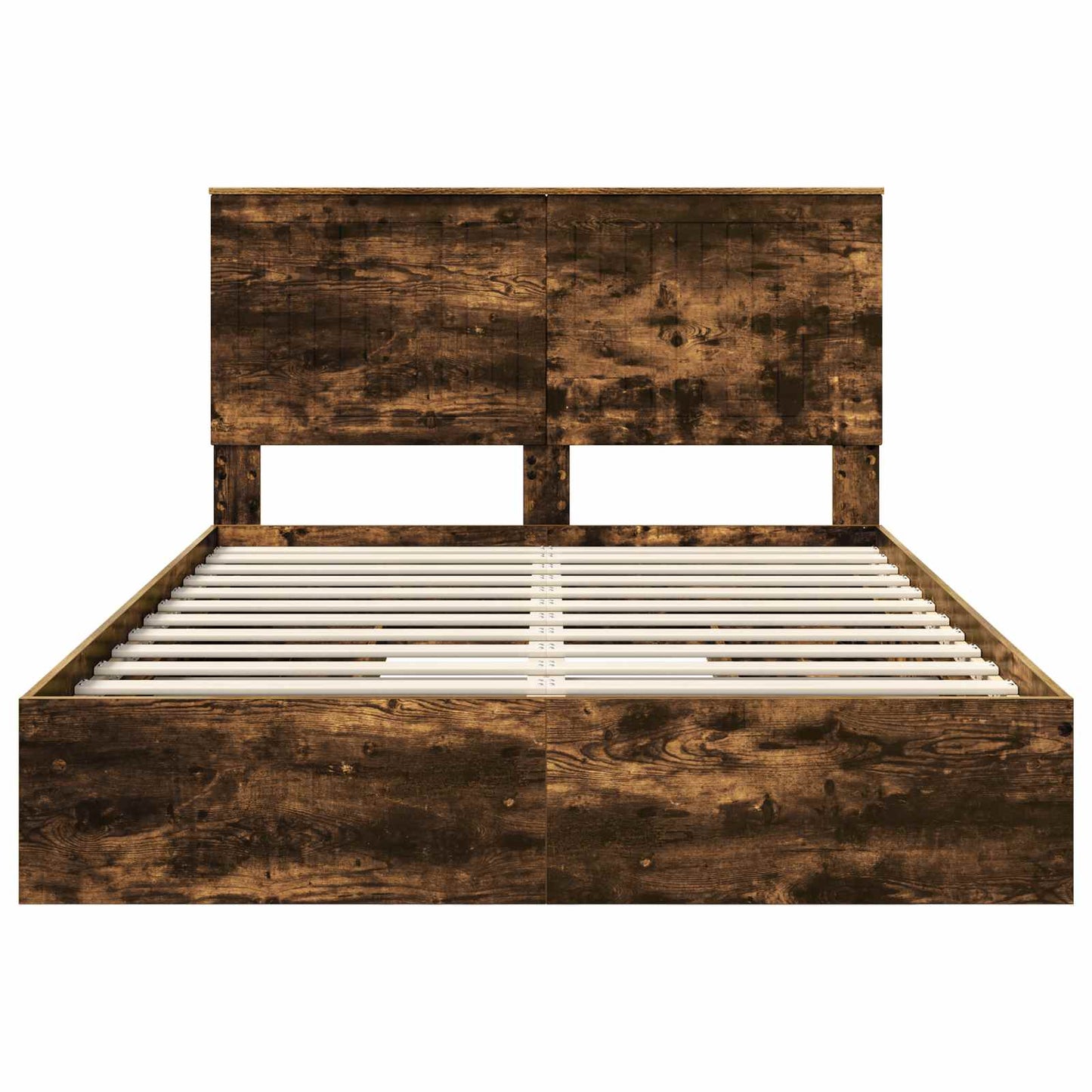 Storage Bed with Drawer Smoked Oak 135 x 190 cm Engineered Wood