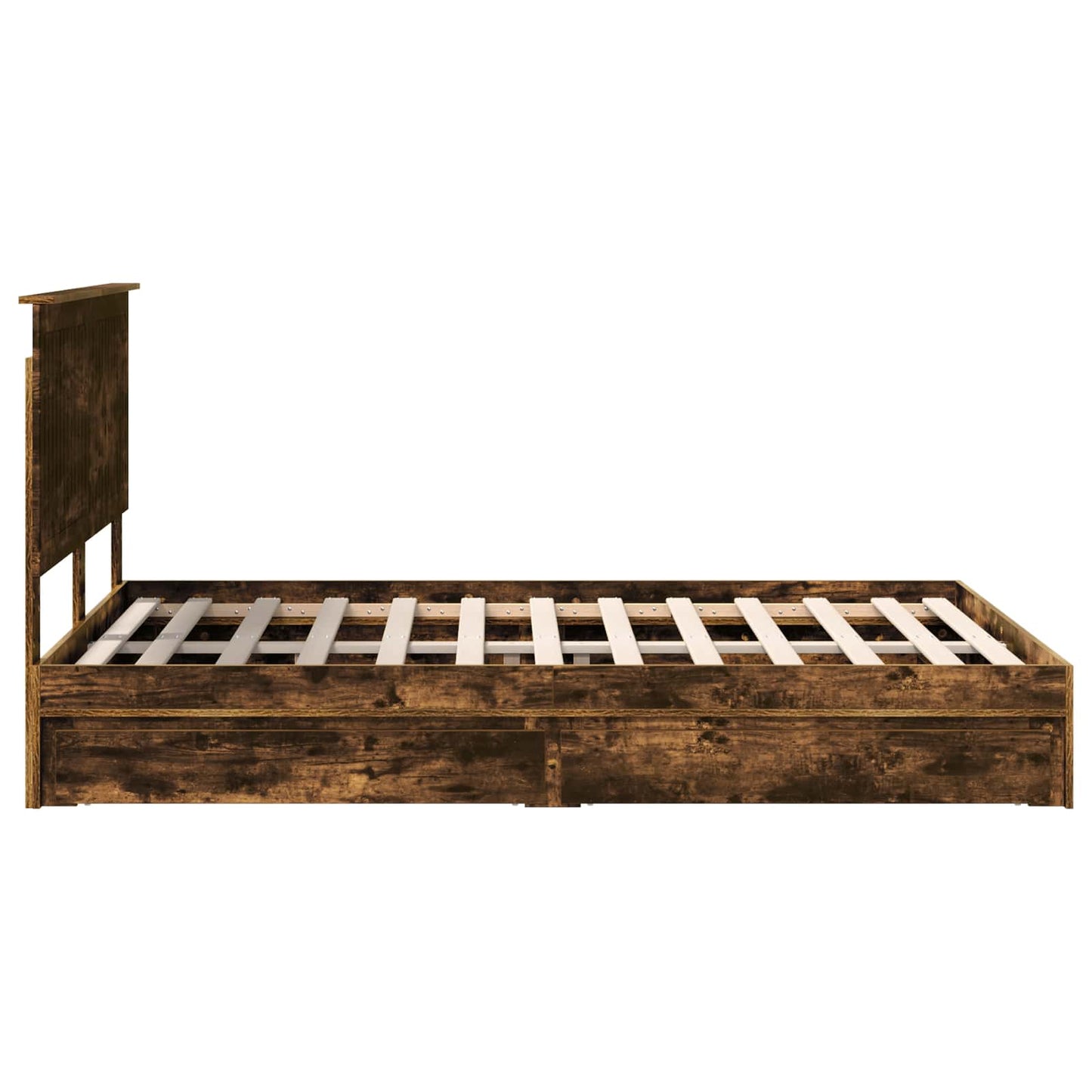 Storage Bed with Drawer Smoked Oak 135 x 190 cm Engineered Wood