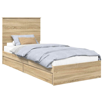 Storage Bed with Drawer Sonoma Oak 90 x 200 cm Engineered Wood