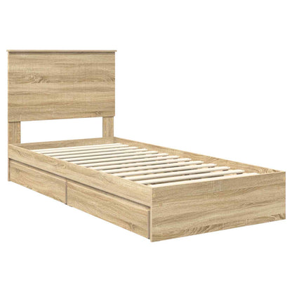 Storage Bed with Drawer Sonoma Oak 90 x 200 cm Engineered Wood
