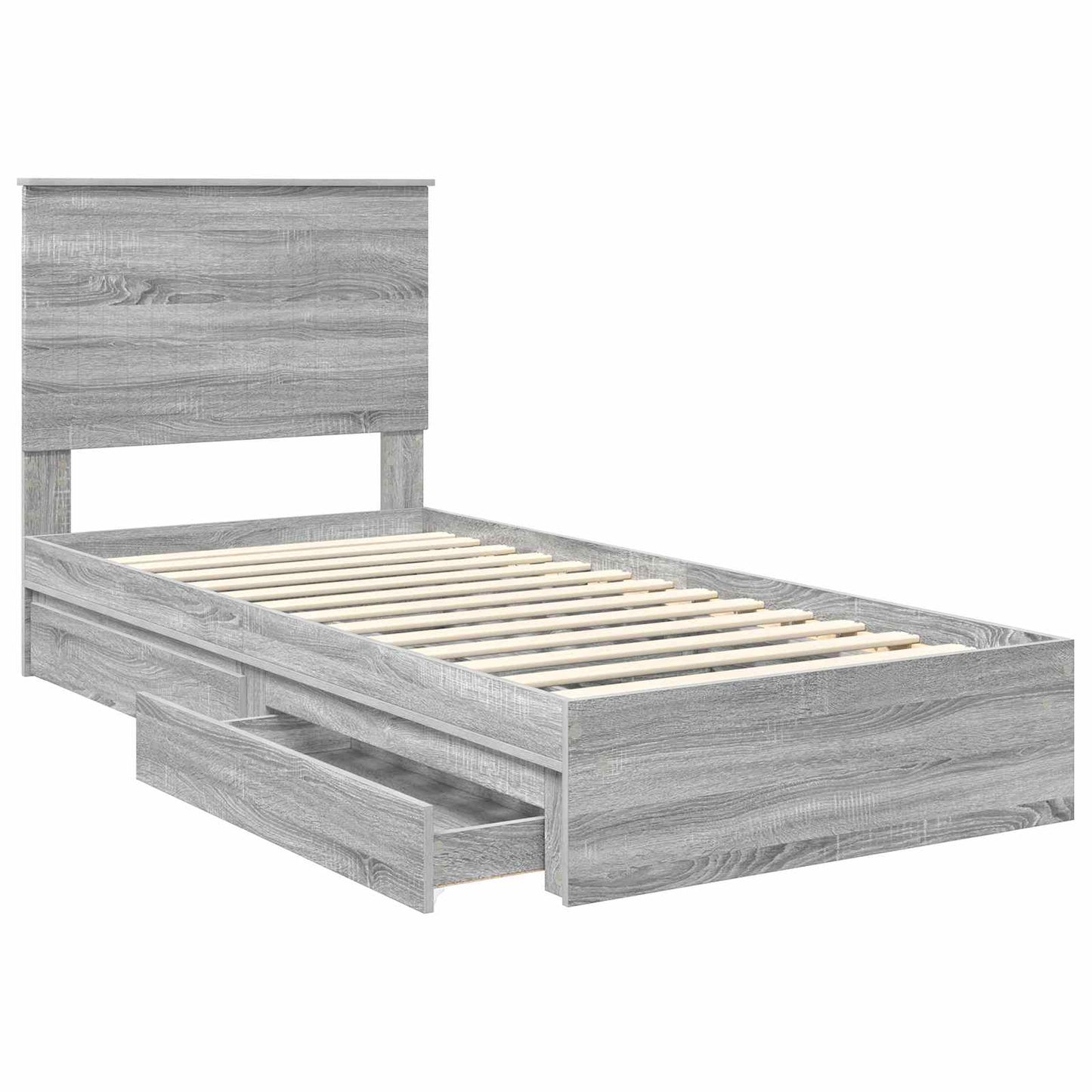 Storage Bed with Drawer Grey Sonoma 90 x 200 cm Engineered Wood
