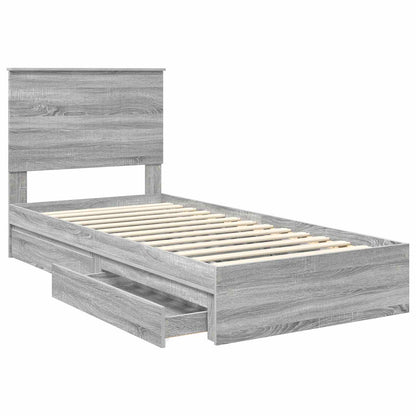 Storage Bed with Drawer Grey Sonoma 90 x 200 cm Engineered Wood