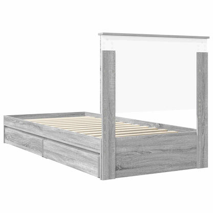 Storage Bed with Drawer Grey Sonoma 90 x 200 cm Engineered Wood