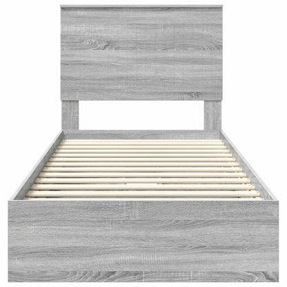 Storage Bed with Drawer Grey Sonoma 90 x 190 cm Engineered Wood