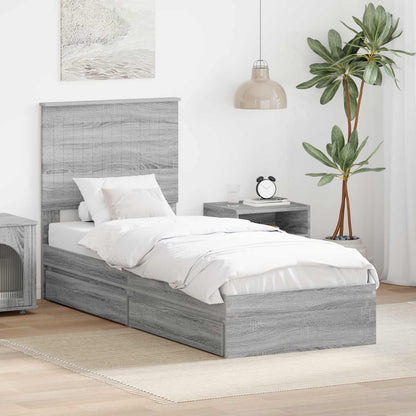 Storage Bed with Drawer Grey Sonoma 75 x 190 cm Engineered Wood