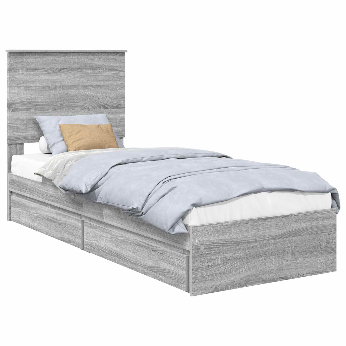 Storage Bed with Drawer Grey Sonoma 75 x 190 cm Engineered Wood