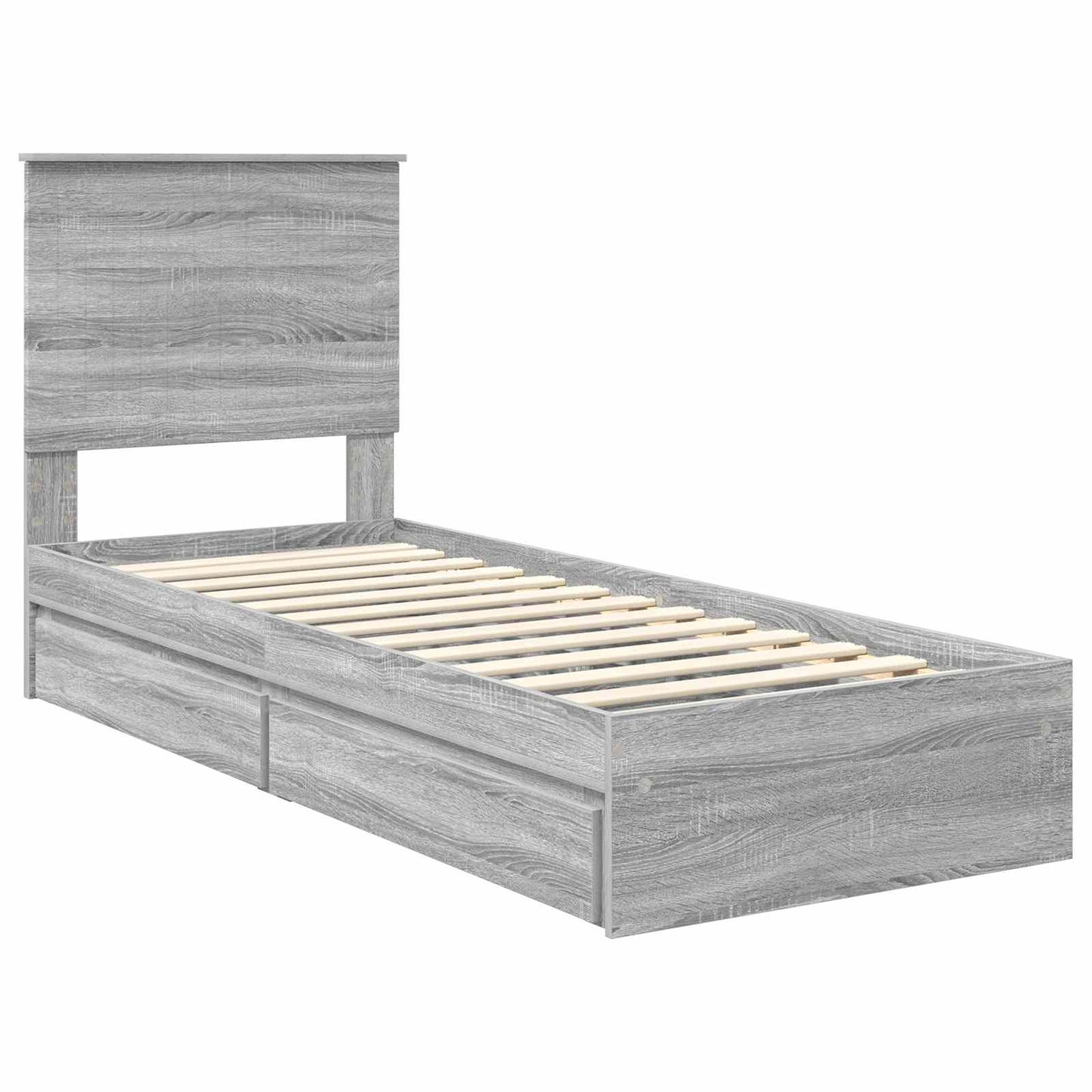 Storage Bed with Drawer Grey Sonoma 75 x 190 cm Engineered Wood