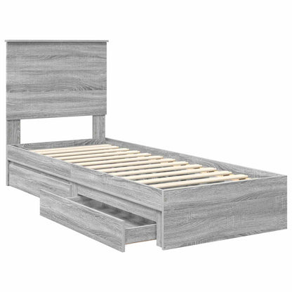 Storage Bed with Drawer Grey Sonoma 75 x 190 cm Engineered Wood
