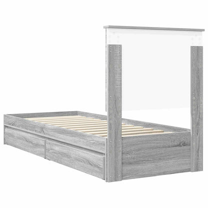 Storage Bed with Drawer Grey Sonoma 75 x 190 cm Engineered Wood