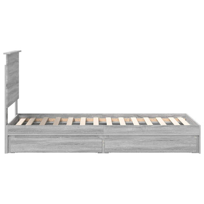 Storage Bed with Drawer Grey Sonoma 75 x 190 cm Engineered Wood
