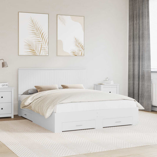 Bed Frame with Drawer White 160 x 200 cm Engineered Wood