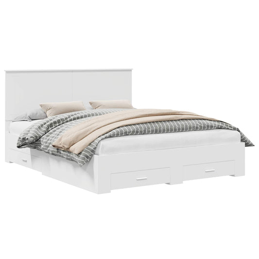 Bed Frame with Drawer White 160 x 200 cm Engineered Wood