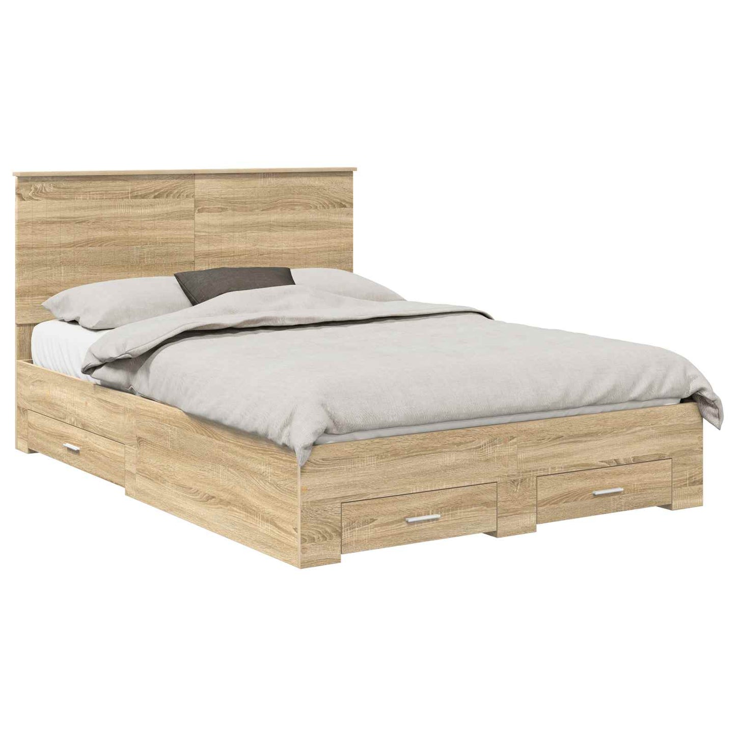 Bed Frame with Drawer Sonoma Oak 140 x 190 cm Engineered Wood