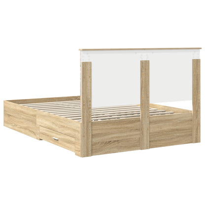 Bed Frame with Drawer Sonoma Oak 140 x 190 cm Engineered Wood