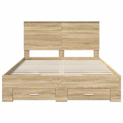 Bed Frame with Drawer Sonoma Oak 140 x 190 cm Engineered Wood